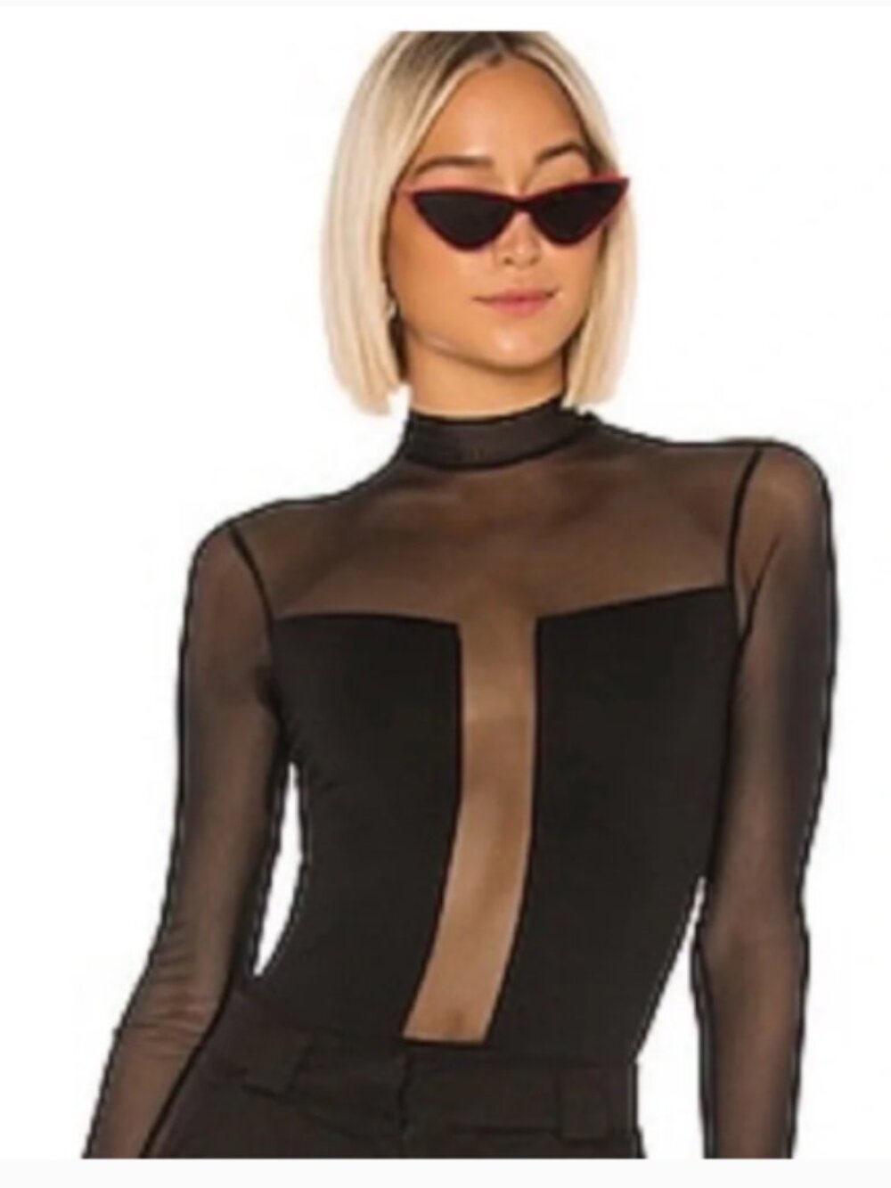 Superdown Black Sheer Bodysuit Small